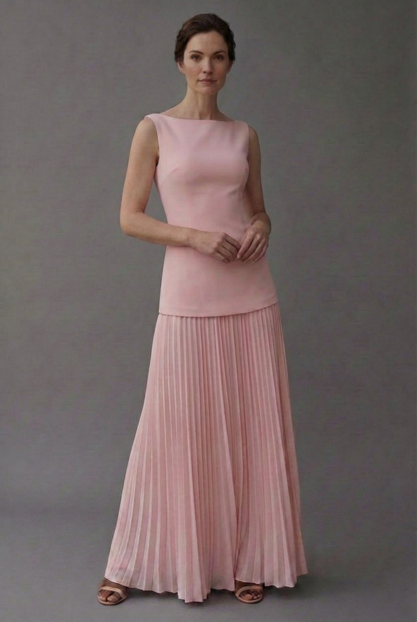 Sleeveless Pleated Skirt Formal Occasion Maxi Dress Women