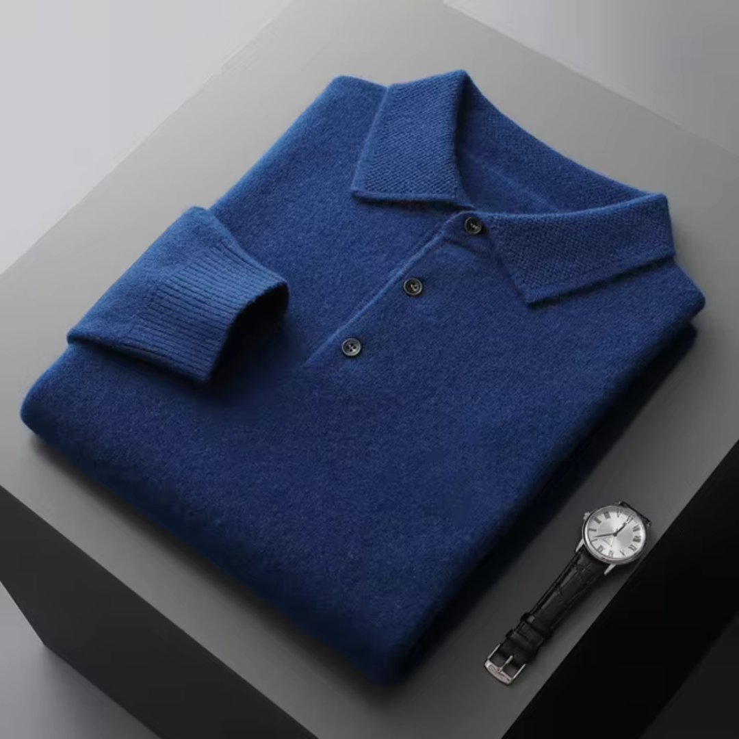 Men’s Polo Collar Knit Sweater – Lightweight Warmth
