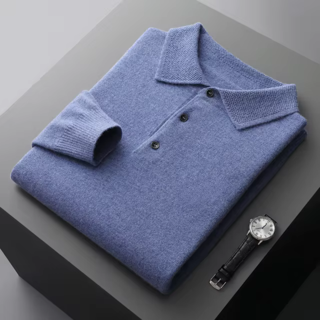 Men’s Polo Collar Knit Sweater – Lightweight Warmth