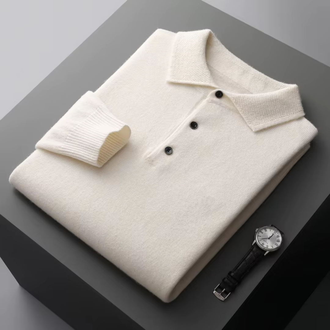 Men’s Polo Collar Knit Sweater – Lightweight Warmth