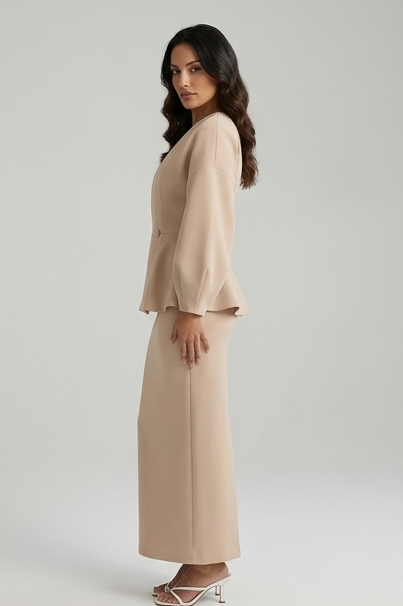 Puff Sleeve Blazer Midi Skirt Occasion Co-Ord