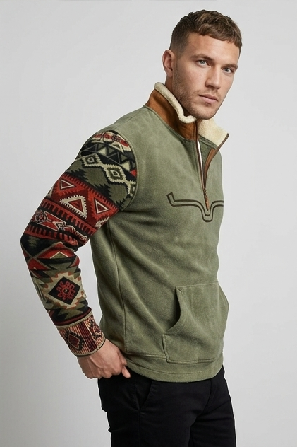 Quarter-Zip Jumper Fleece Pullover Sherpa Collar Men