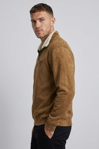 Quarter-Zip Jumper Fleece Pullover Sherpa Collar Men
