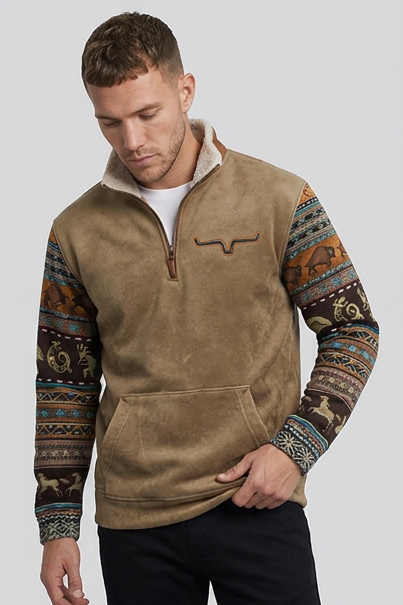 Quarter-Zip Jumper Fleece Pullover Sherpa Collar Men