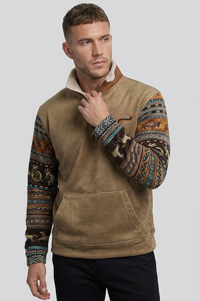 Quarter-Zip Jumper Fleece Pullover Sherpa Collar Men