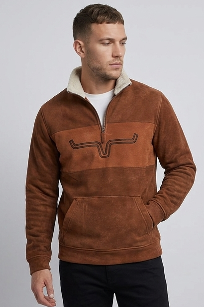 Quarter-Zip Jumper Fleece Pullover Sherpa Collar Men