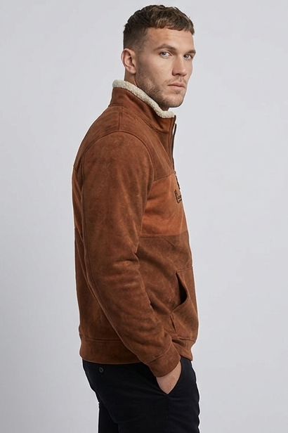 Quarter-Zip Jumper Fleece Pullover Sherpa Collar Men