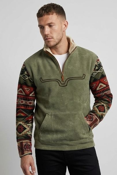 Quarter-Zip Jumper Fleece Pullover Sherpa Collar Men