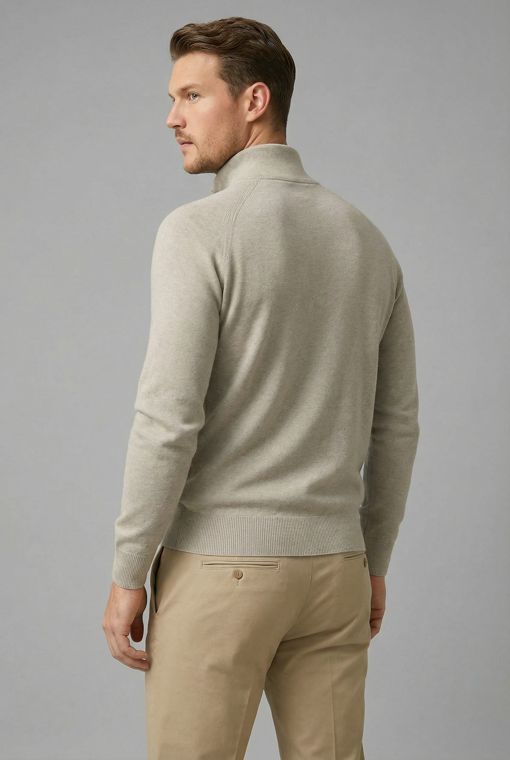 Men’s Refined Quarter Zip Cotton Sweater