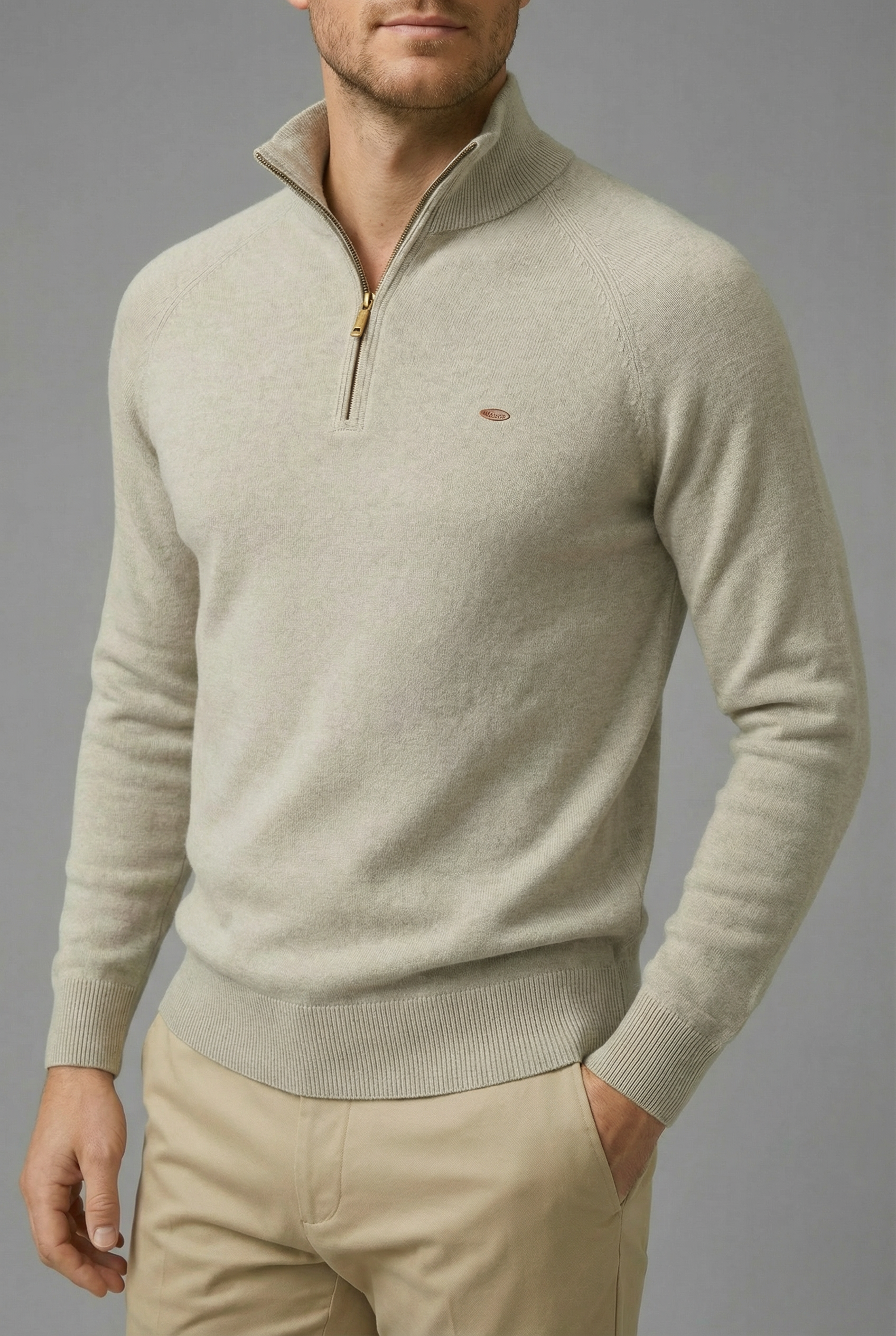 Men’s Refined Quarter Zip Cotton Sweater
