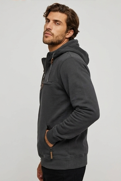 Quarter Zip Kangaroo Pocket Hooded Pullover Men