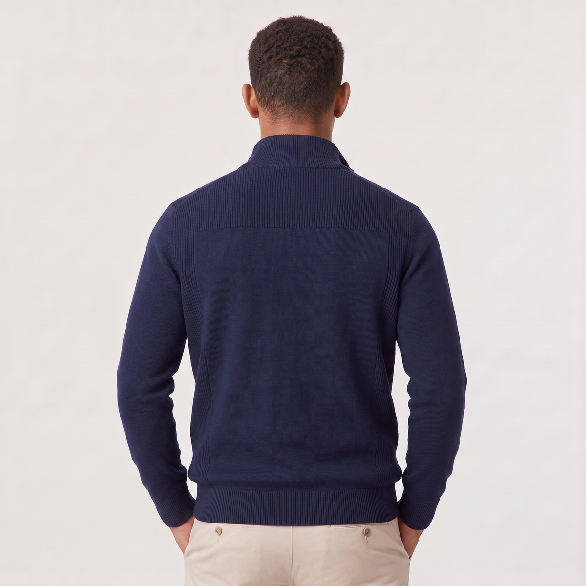 Quarter Zip Knit Style Jumper Stand Collar Men