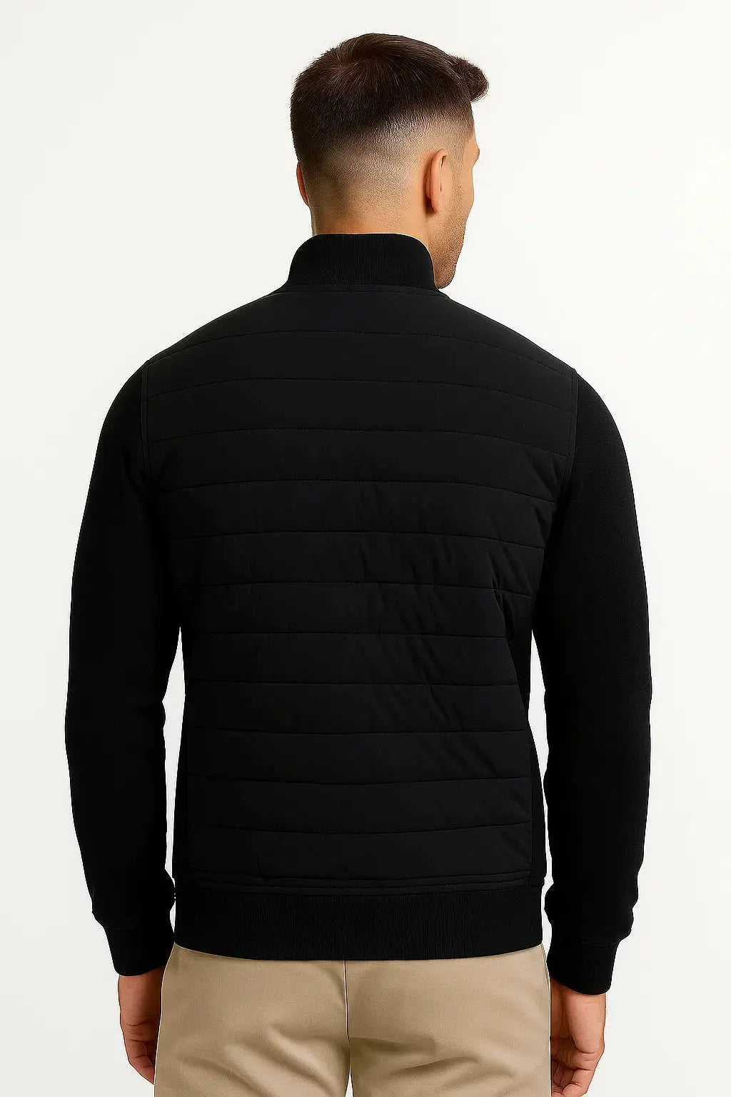 Quilted Jacket Knitted Sleeves Stand Collar Men