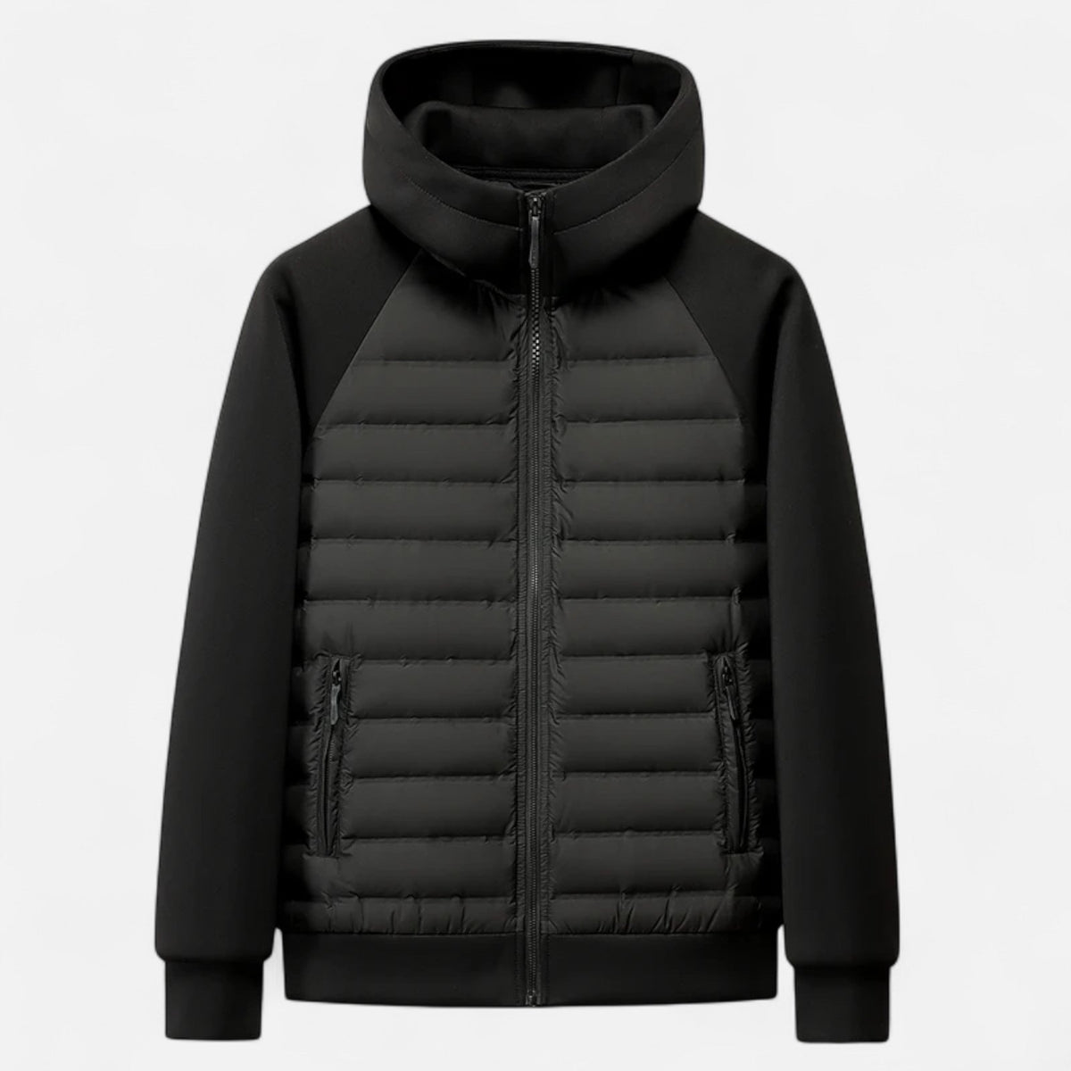 Quilted Panel Hooded Padded Jacket Men