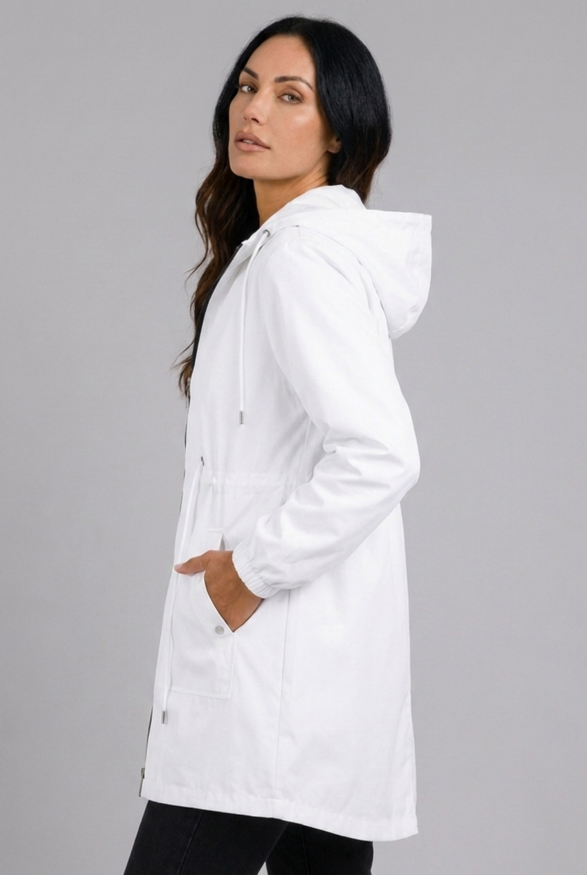 Lightweight Hooded Zip-Front Waterproof Rain Coat Women