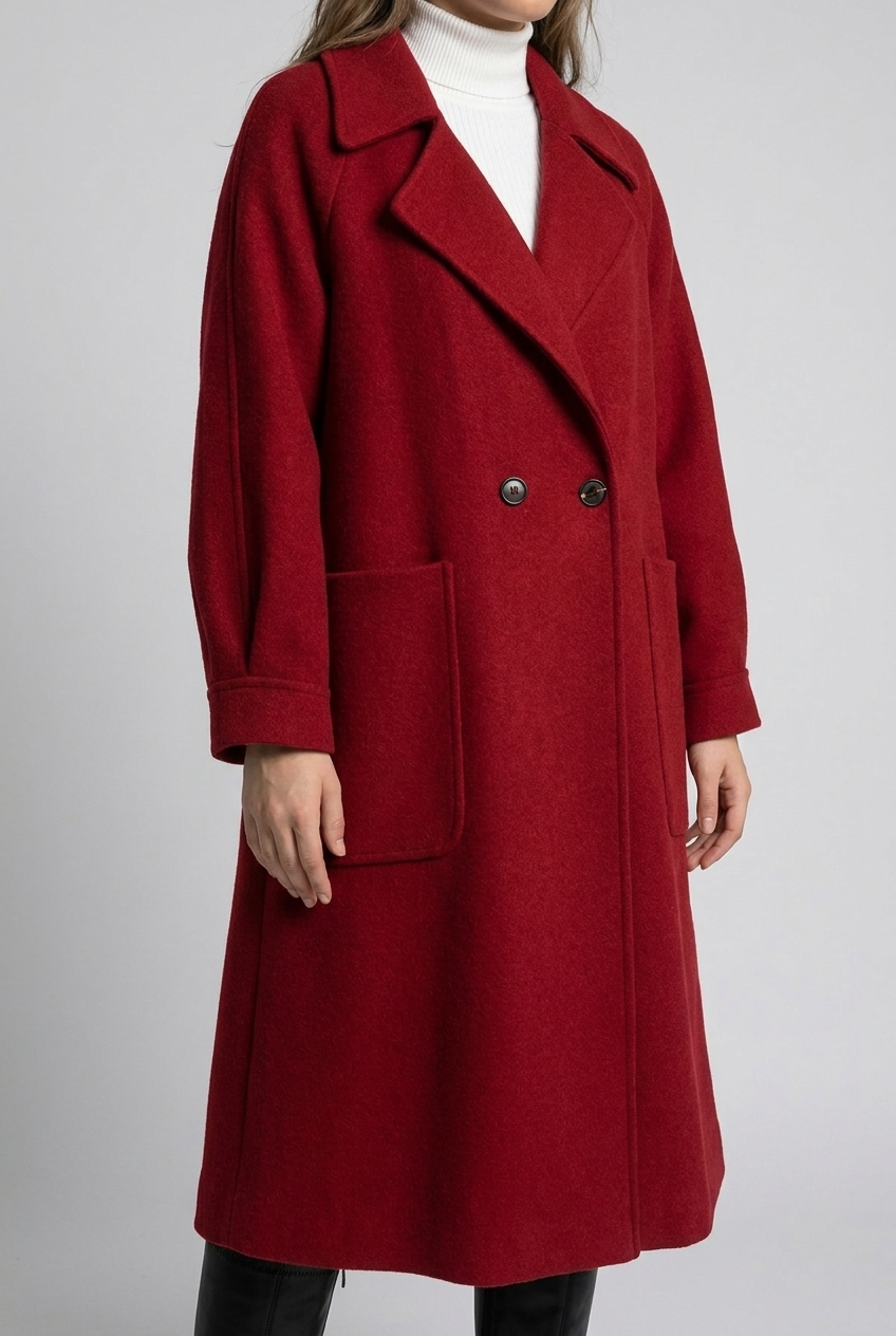 Relaxed Merino Wool Longline Coat With Deep Pockets Women