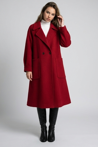 Relaxed Merino Wool Longline Coat With Deep Pockets Women