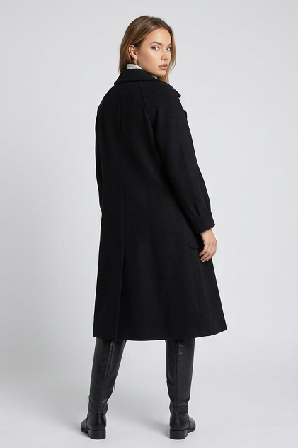 Relaxed Merino Wool Longline Coat With Deep Pockets Women