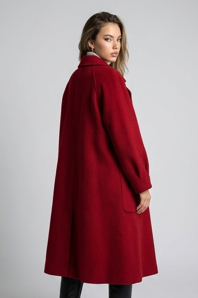 Relaxed Merino Wool Longline Coat With Deep Pockets Women