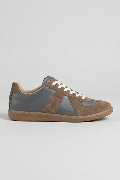 Retro Panelled Lace-Up Low Top Trainers Men