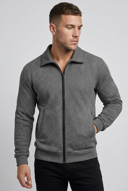 Ribbed Texture Zip Front Knit Vest Men
