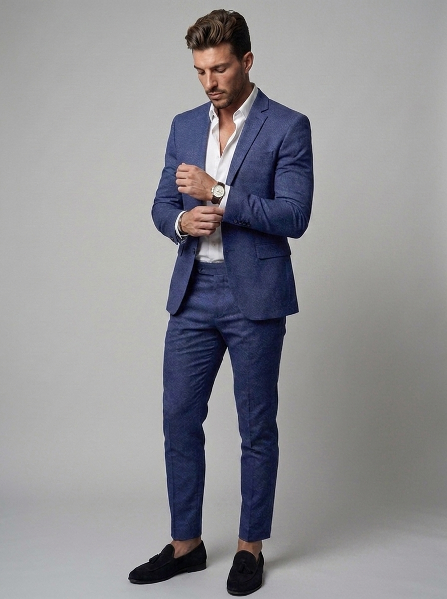Mens Linen Style Summer Suit
