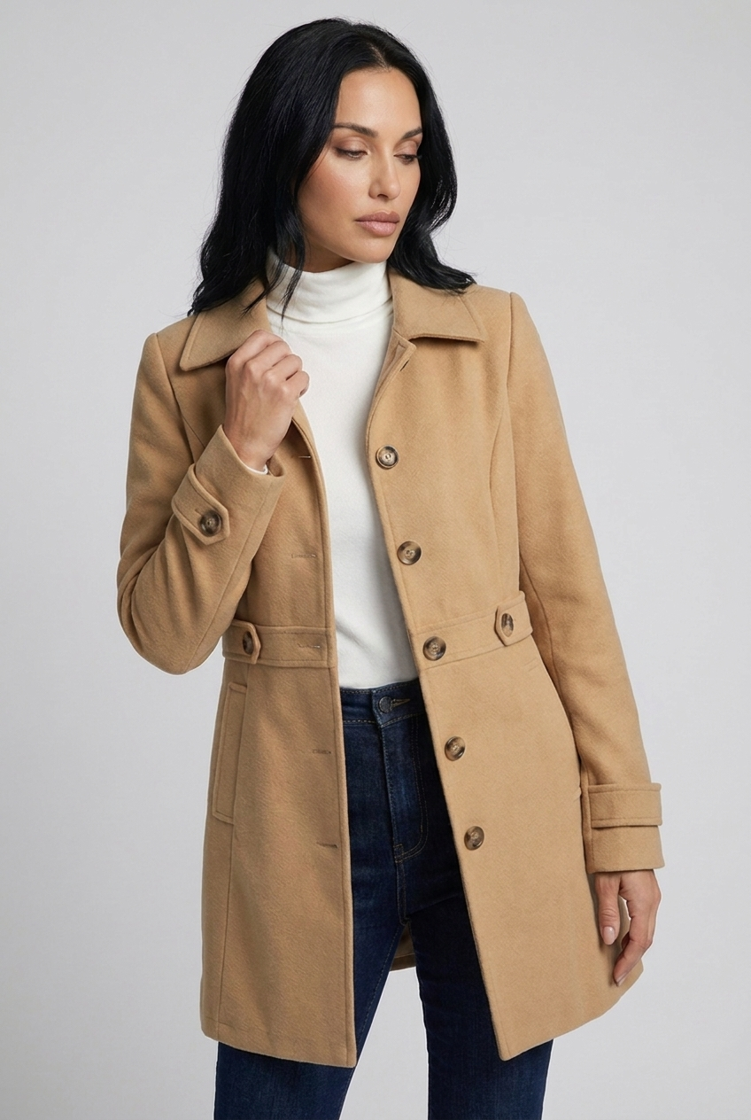 Single-Breasted Notch Collar Longline Tailored Coat Women