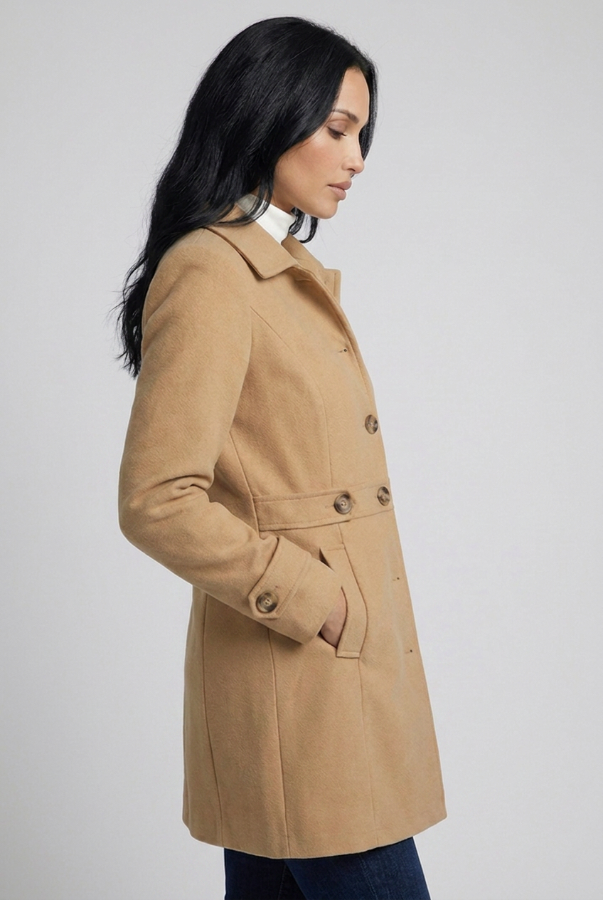 Single-Breasted Notch Collar Longline Tailored Coat Women