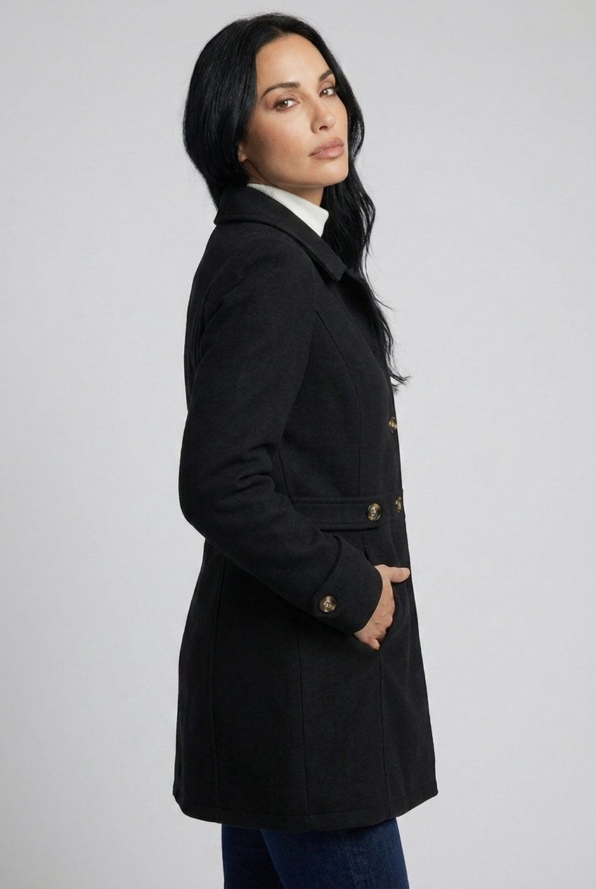 Single-Breasted Notch Collar Longline Tailored Coat Women