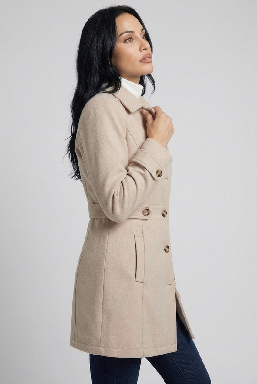 Single-Breasted Notch Collar Longline Tailored Coat Women