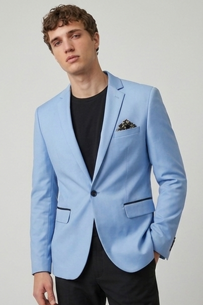 Single Button Satin Style Notch Lapel Blazer Men