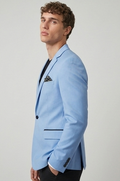 Single Button Satin Style Notch Lapel Blazer Men