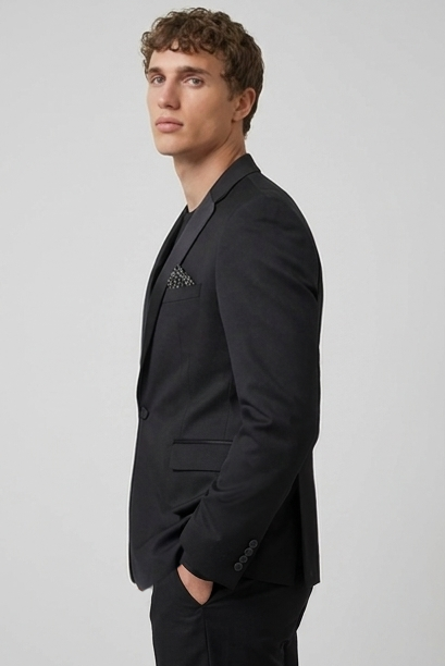 Single Button Satin Style Notch Lapel Blazer Men