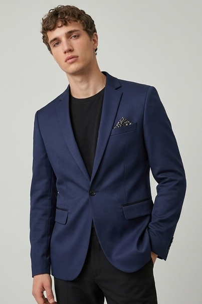Single Button Satin Style Notch Lapel Blazer Men