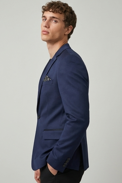Single Button Satin Style Notch Lapel Blazer Men