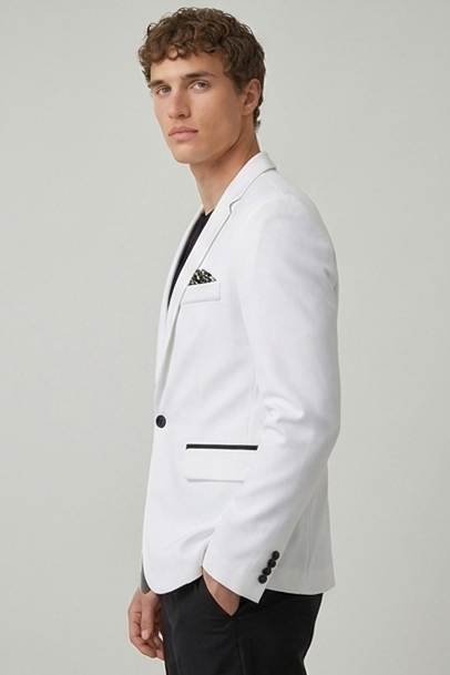Single Button Satin Style Notch Lapel Blazer Men