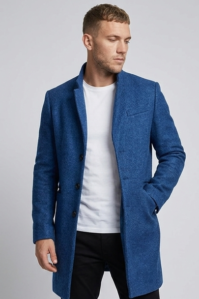 Slim Fit Tailored Mid-Length Structured Overcoat Men
