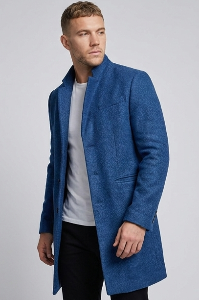 Slim Fit Tailored Mid-Length Structured Overcoat Men