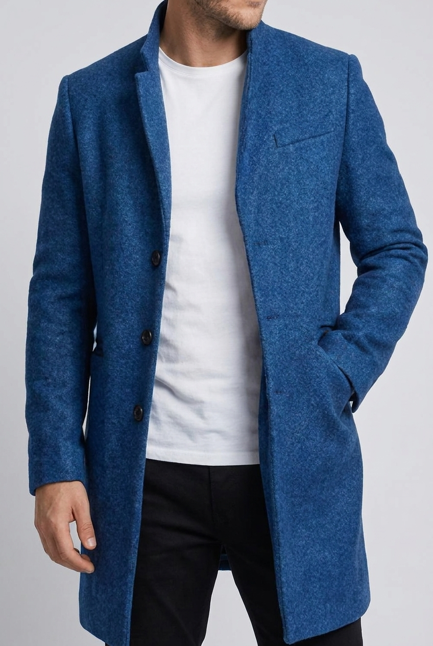 Slim Fit Tailored Mid-Length Structured Overcoat Men