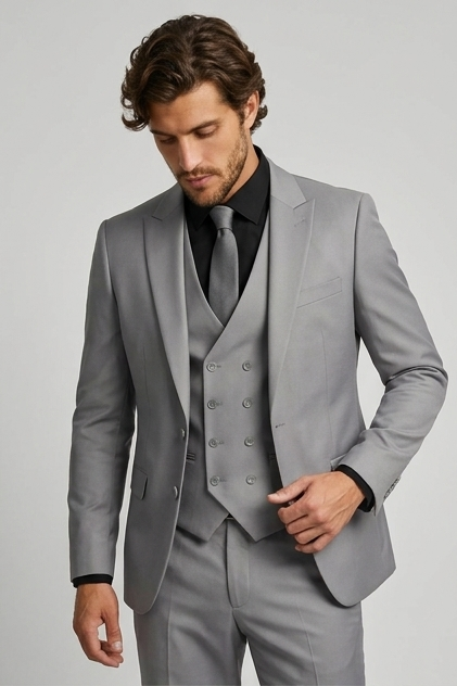 Slim Fit Three Piece Waistcoat Suit Set Men