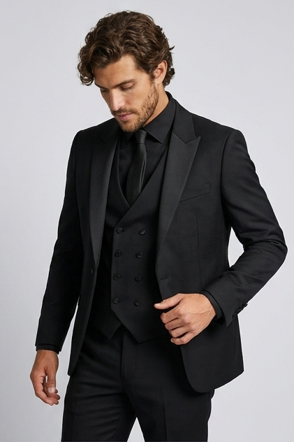 Slim Fit Three Piece Waistcoat Suit Set Men