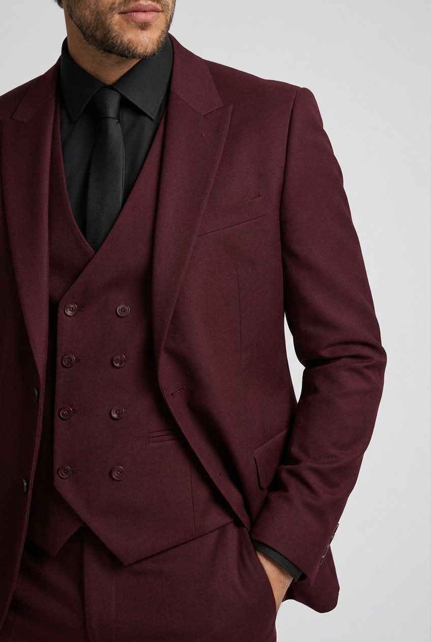 Slim Fit Three Piece Waistcoat Suit Set Men