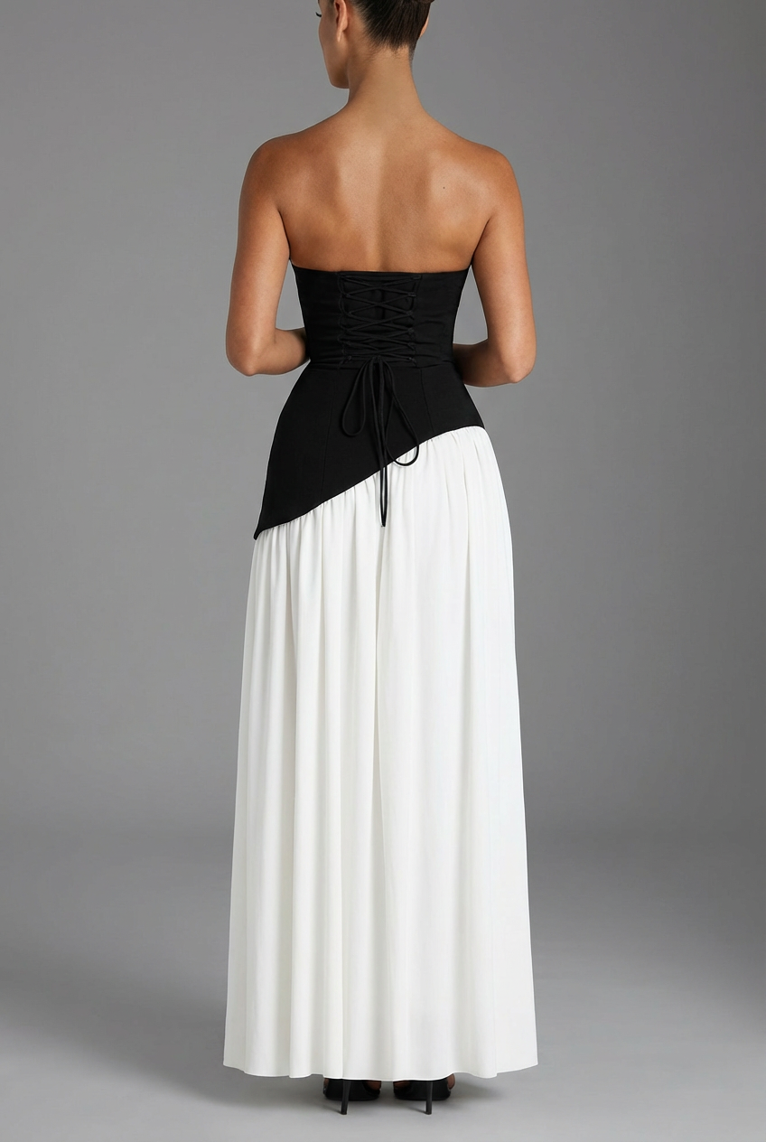 Women’s Satin Drape-Neck High Slit Evening Gown