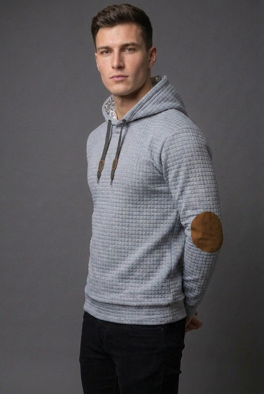 Drawstring Checkered Hooded Jumper Casual Men