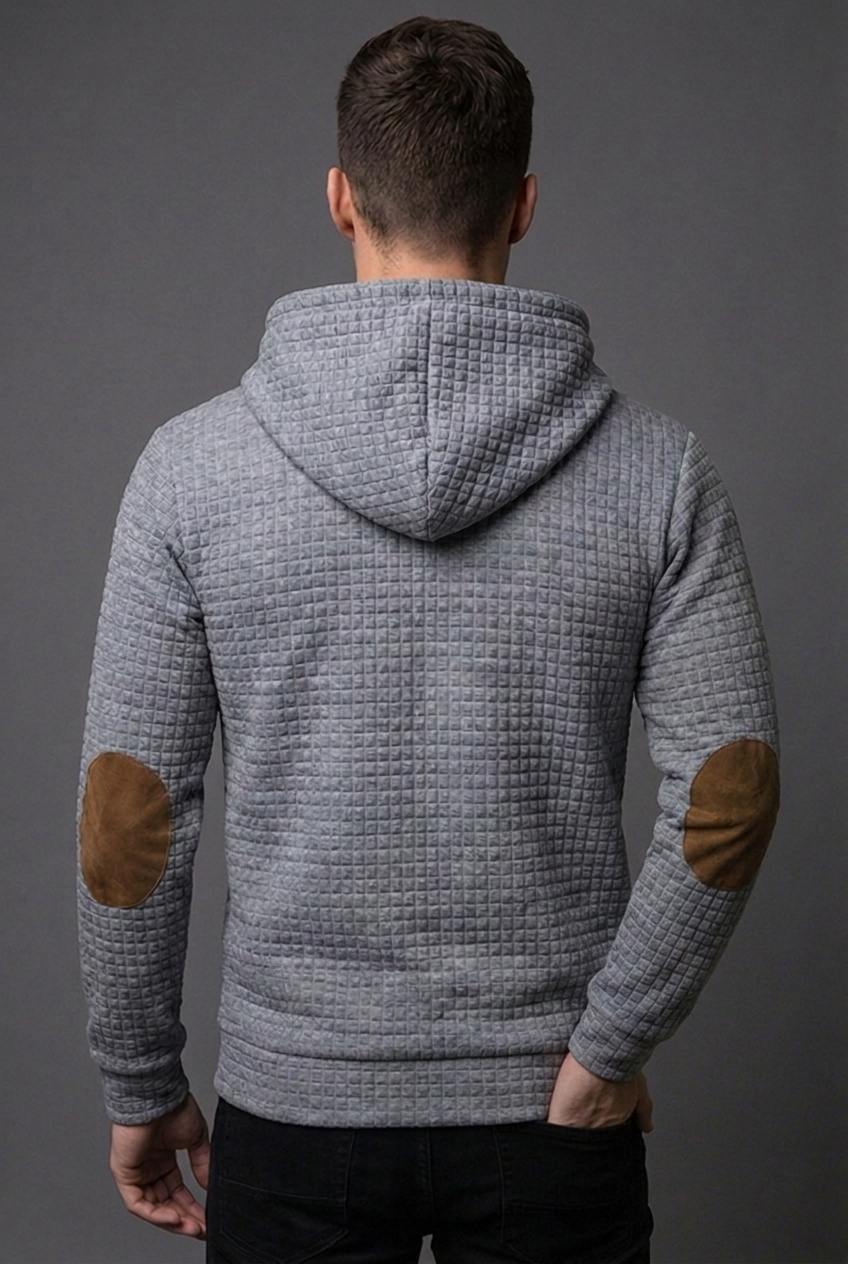 Drawstring Checkered Hooded Jumper Casual Men