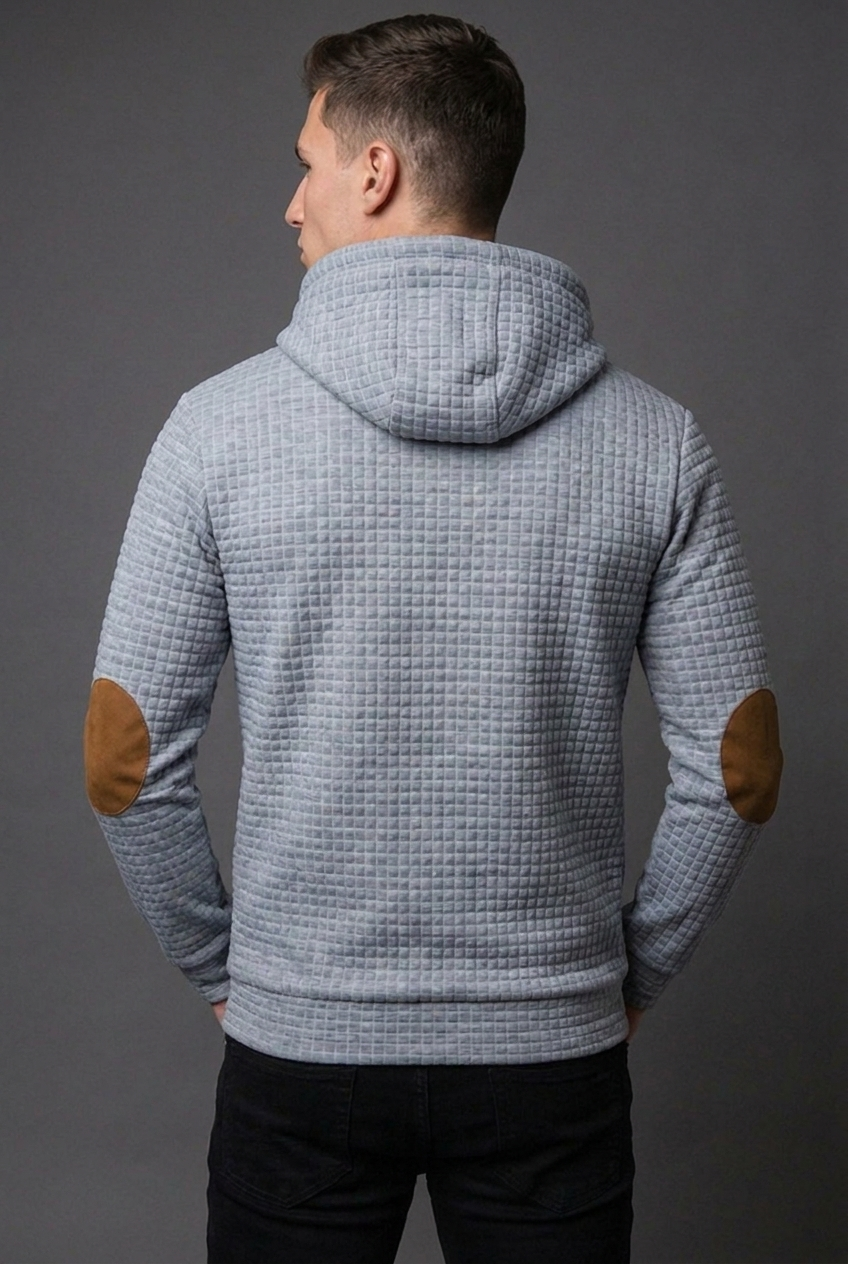 Drawstring Checkered Hooded Jumper Casual Men