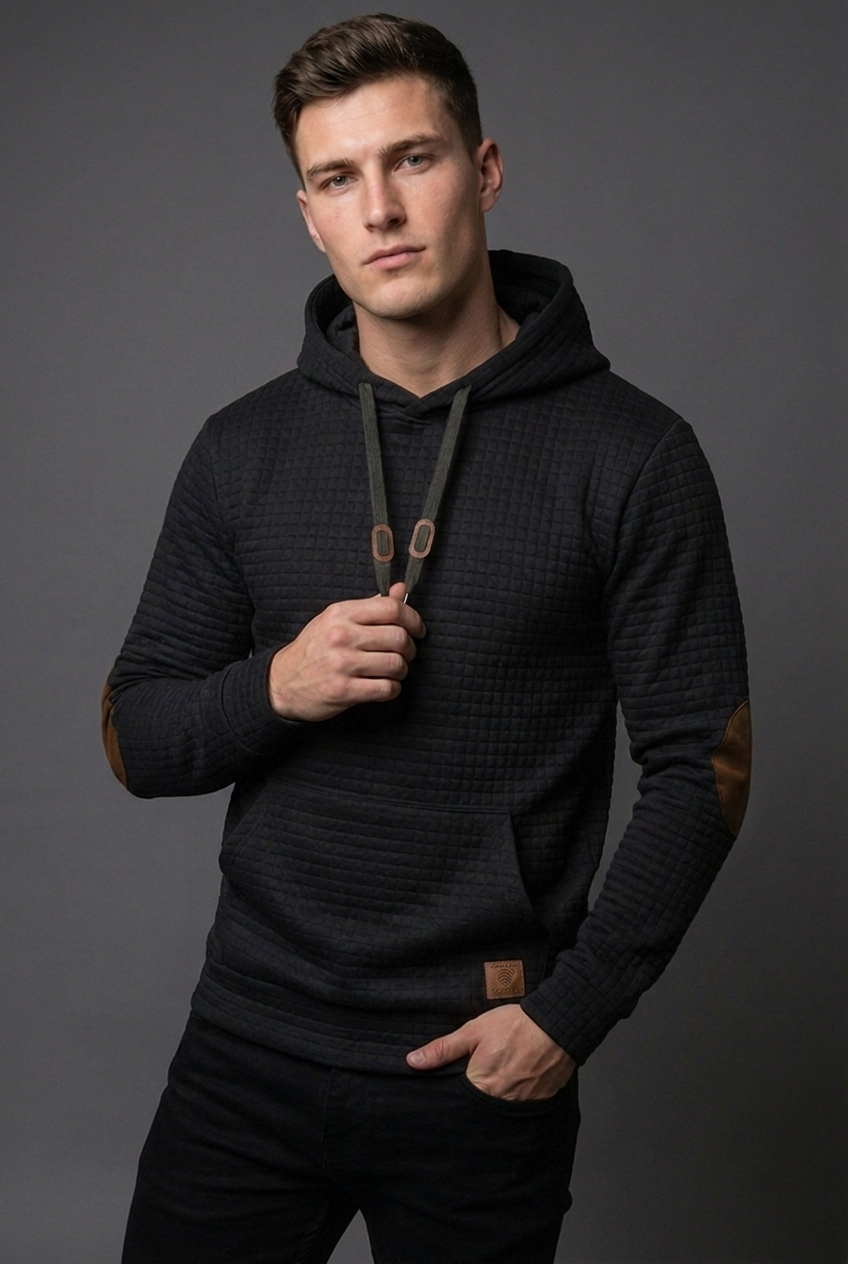 Drawstring Checkered Hooded Jumper Casual Men