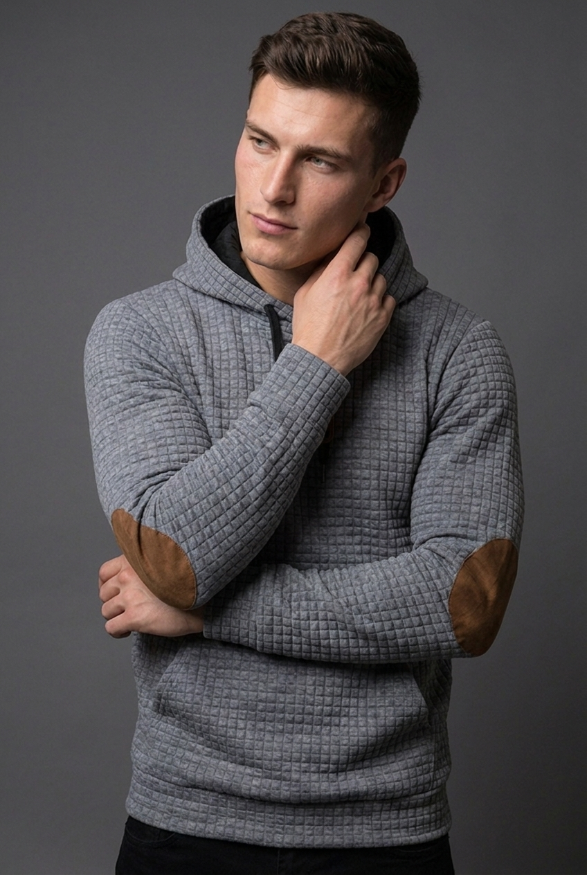 Drawstring Checkered Hooded Jumper Casual Men