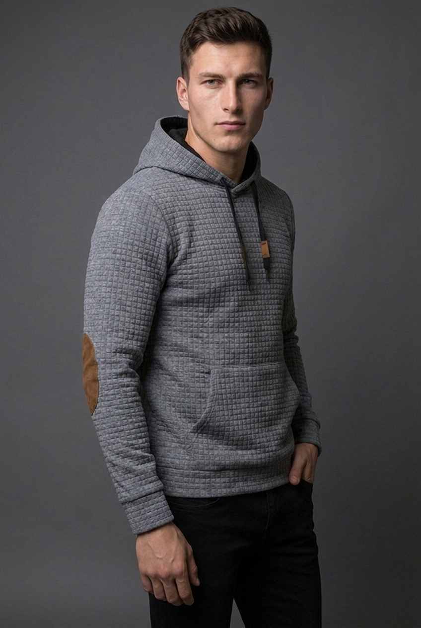 Drawstring Checkered Hooded Jumper Casual Men