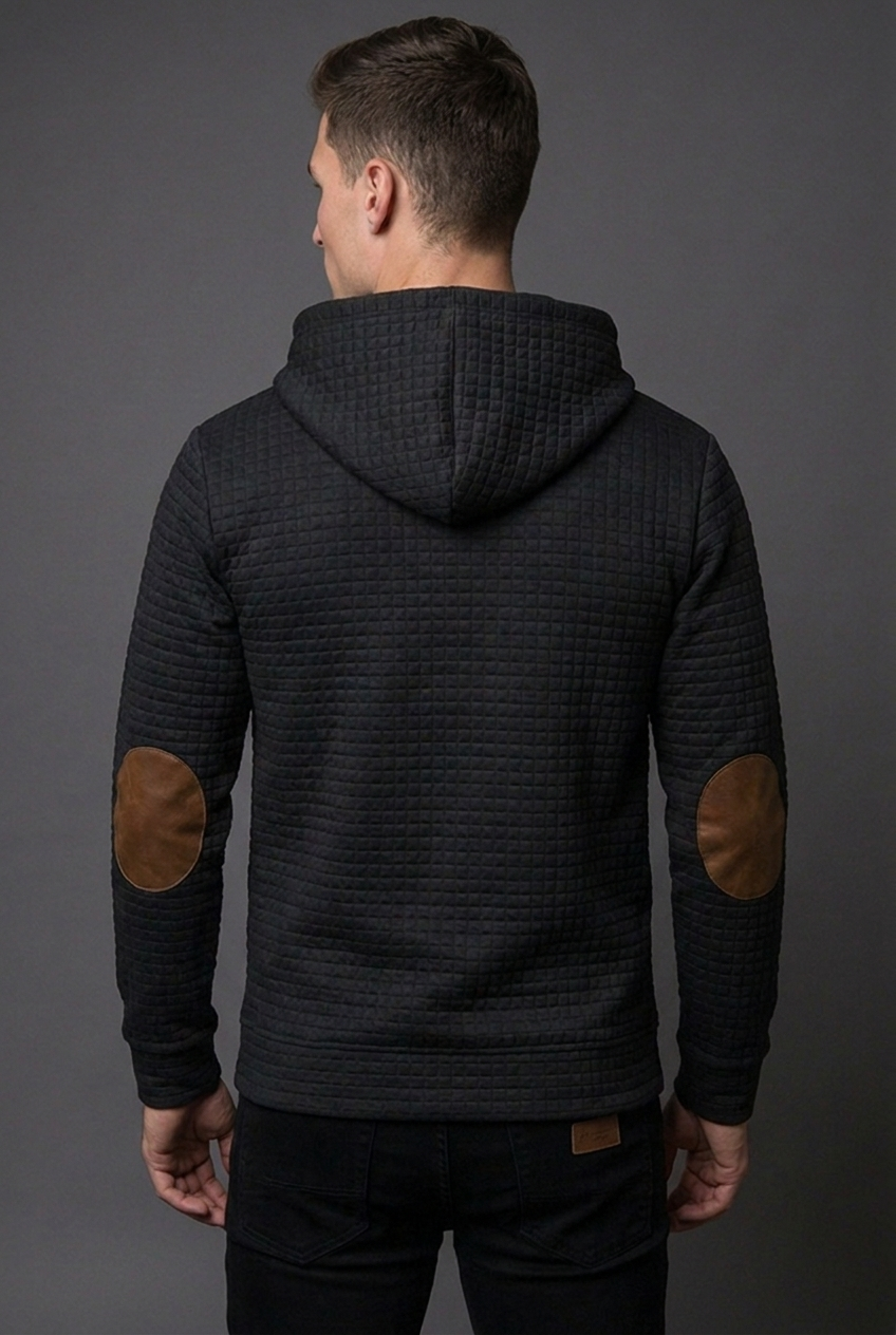 Drawstring Checkered Hooded Jumper Casual Men